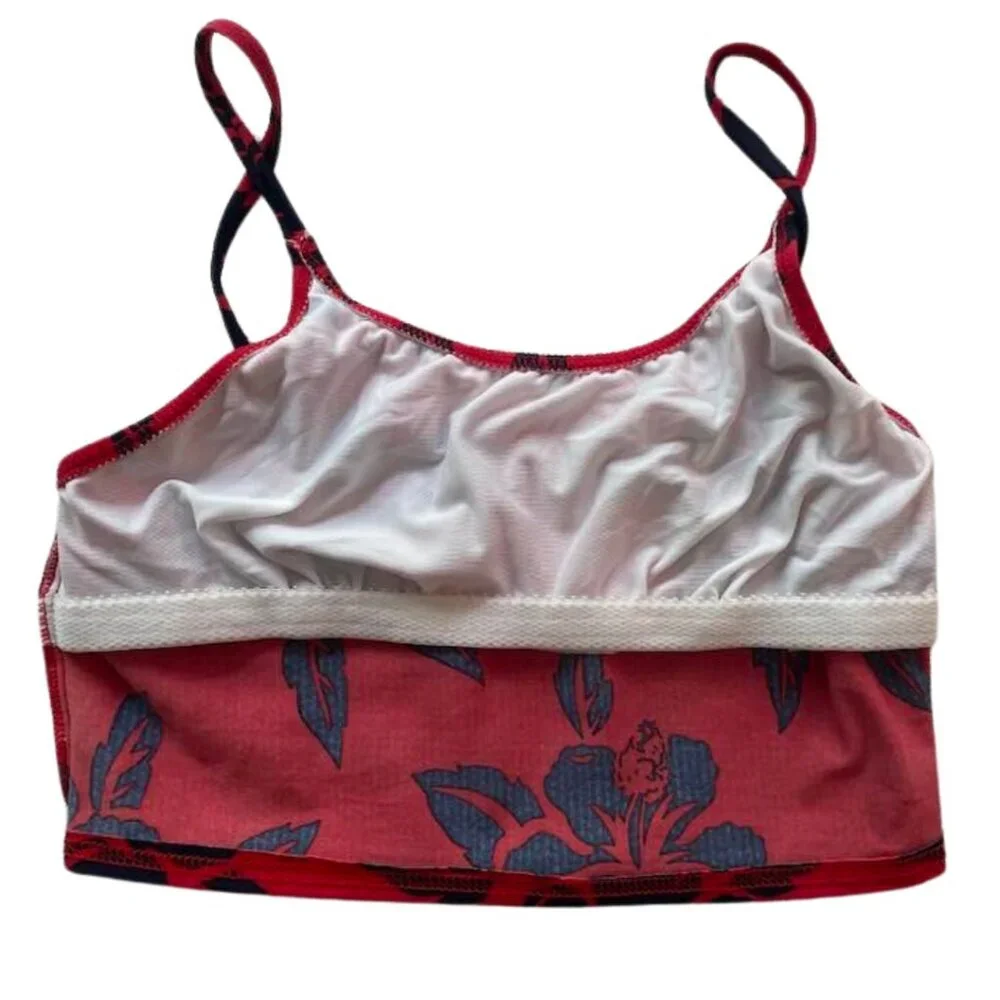 Venus Matching Bikini Top Set with Headband – Red and Navy Floral – Size Small